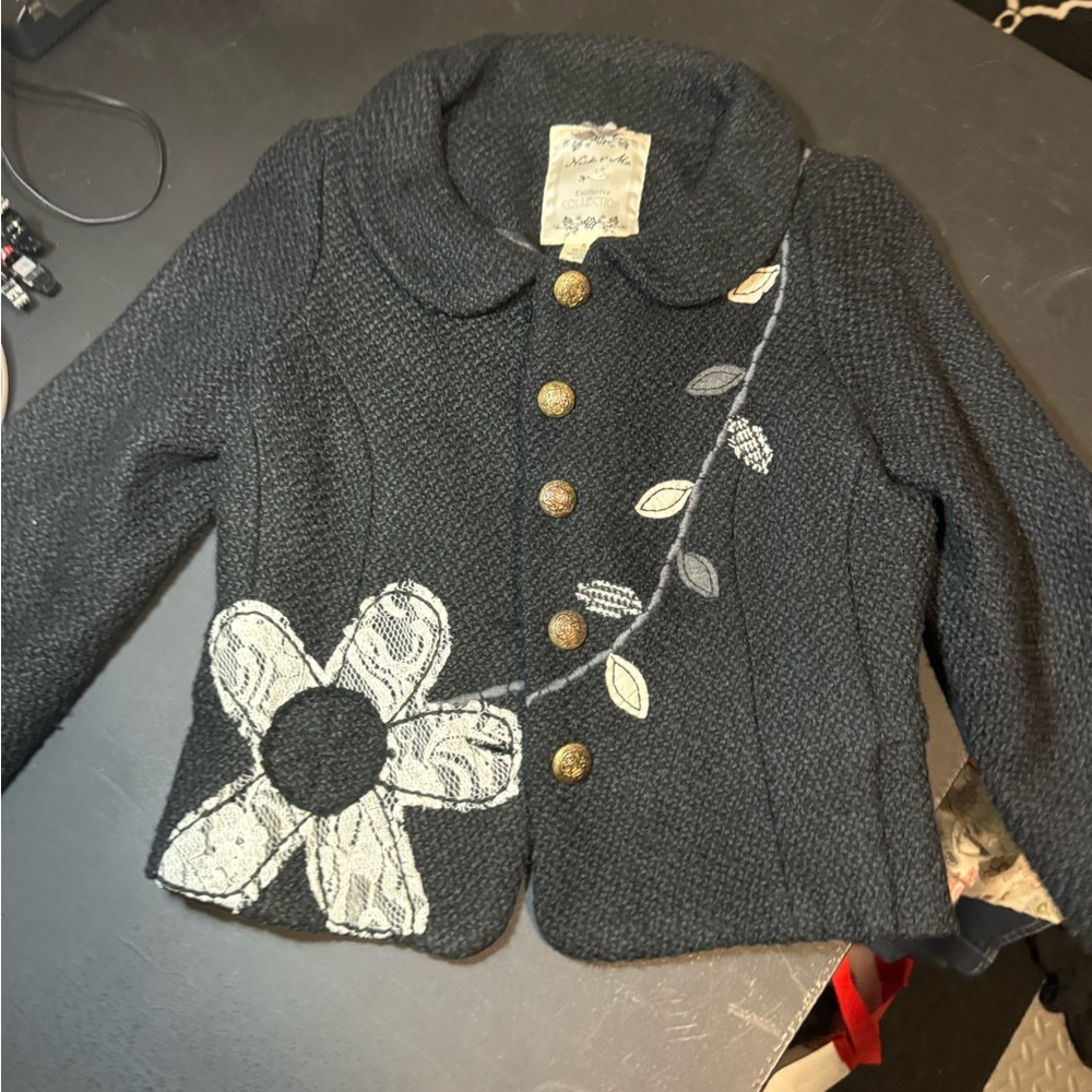 Anthropologie - Nick & Mo - Exclusive Collection - Black Flower Jacket - Small